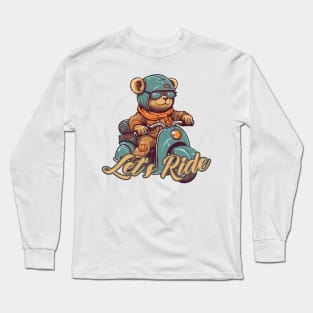 A cute teddy bear riding scooter bike Long Sleeve T-Shirt